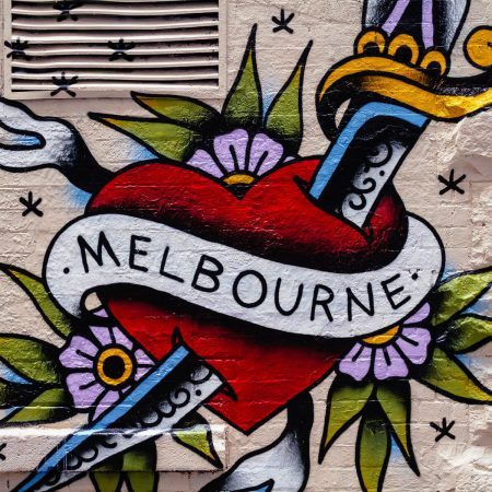 Enter The Mansion Melbourne Giveaway! Graffiti heart in Hosier Lane Street Art Laneway.